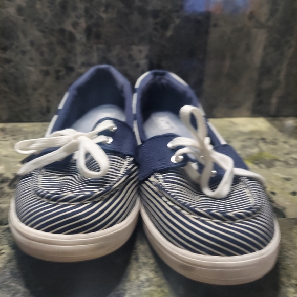 Keds Striped Slip On Shoes Sz 8 Womens Blue White Tie Toe Loafers WF57144. - Picture 2 of 8
